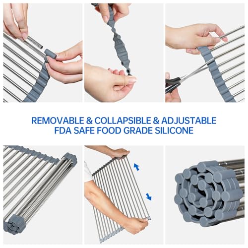 Expandable Roll Up Dish Drying Rack Over The Sink Rack