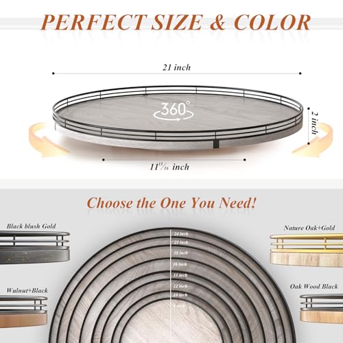21 Inch Whitewashed Farmhouse Wooden Lazy Susan Organizer