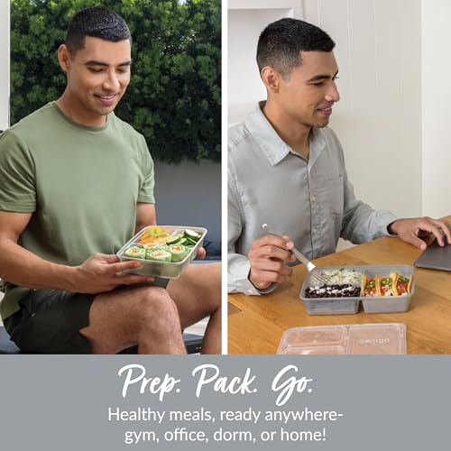 Prep 3 Compartment Meal Prep Containers with Lids (10 Count)