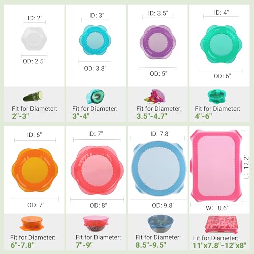 Silicone Stretch Lids for Food Storage in Fridge (8 Count)