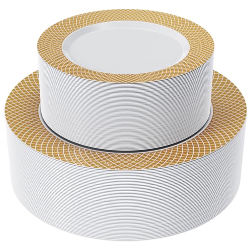 Gold Plastic Plates Set (51 Count)