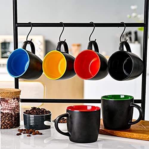11oz ceramic Coffee Mug Sets Matte Black Porcelain Mug Multiple colors Cups for Coffee (6 Count)