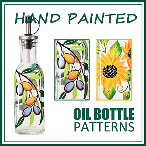 7oz Hand Painted Glass Olive Oil Bottle Dispenser
