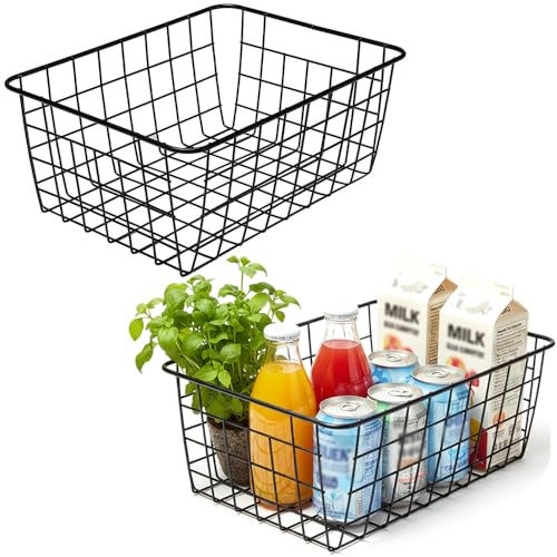 Kitchen Wire Baskets Farmhouse Decor Metal Food Storage Organizer (2 Count)