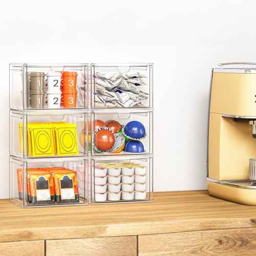 6 Pack Stackable Acrylic Storage Drawers (6 Count)
