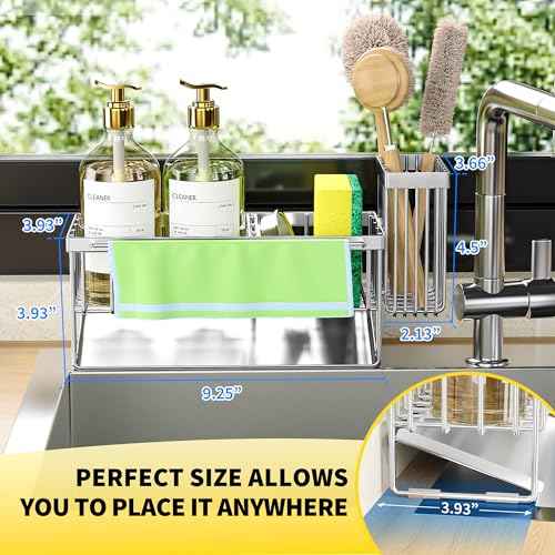 Kitchen Sink Caddy Organzier with High Brush Holder