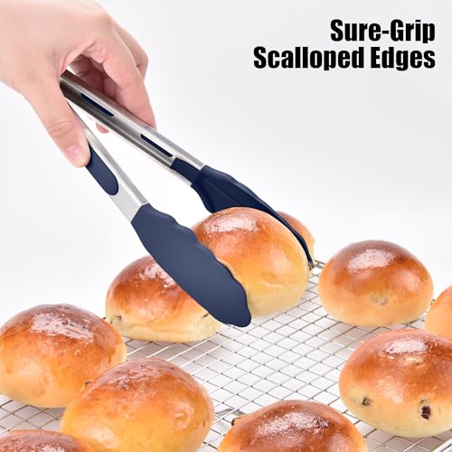 Kitchen Tongs with Silicone Tips for Cooking Serving
