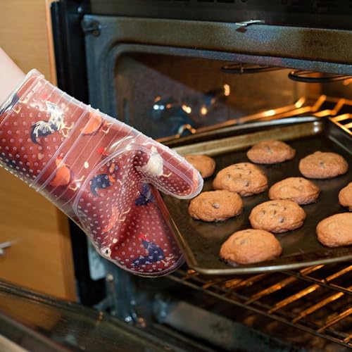 Oven Mitts with Transparent Clear Silicone Shell and Nice Shell Flower Printing (2 Count)