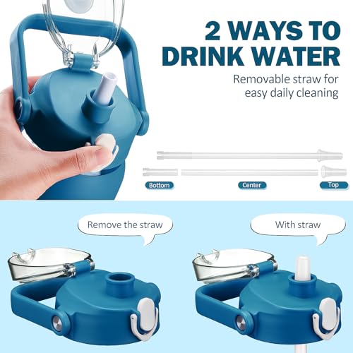 64oz Glass Water Bottles with Straw