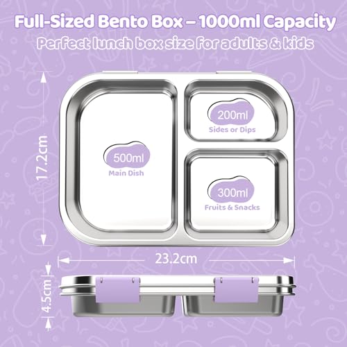 Stainless Steel Bento Box for Kids 1000ml