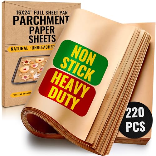 220 Sheets] Full Sheet Pan 16 x 24" Parchment Paper Baking Sheets (220 Count)