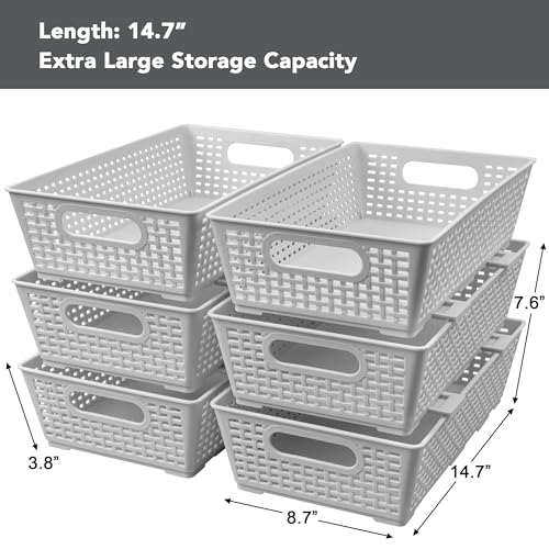 Stackable Woven Plastic Basket (6 Count)