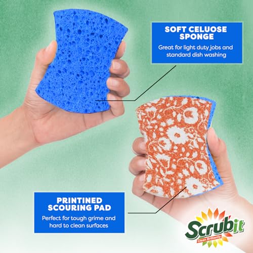 Non Scratch Cellulose Scrub Sponge (16 Count)