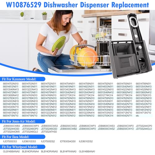 Upgraded W10876529 Dishwasher Detergent Dispenser Compatible with Whirlpool Kenmore Jenn