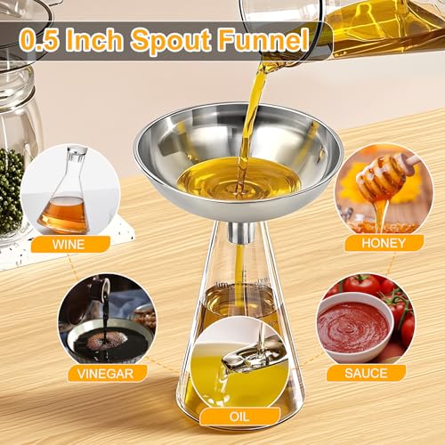 2 Pack Stainless Steel Kitchen Funnel Set for Filling Bottles