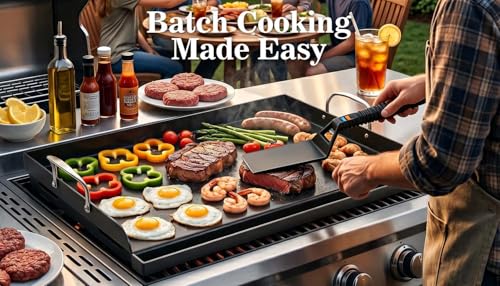 Updated 25" x 16" Cast Iron Griddle for Gas Grill