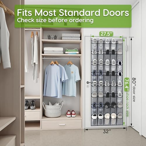 Over the Door Shoe Organizer with 40 Large Breathable Mesh Pockets