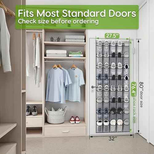 Over the Door Shoe Organizer with 40 Large Breathable Mesh Pockets