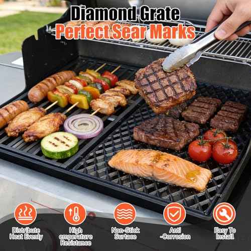18.75" Dual Sided Diamond Sear Grill Grates for Weber Genesis II