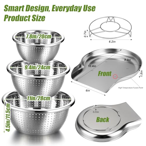 Stainless Steel Colander Set with Self (3 Count)