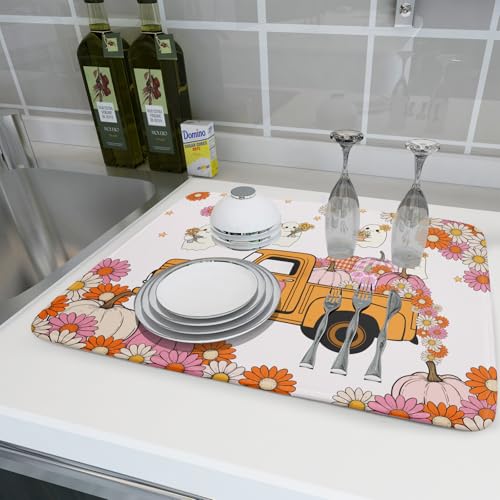 Pink Ghost Dish Drying Mat