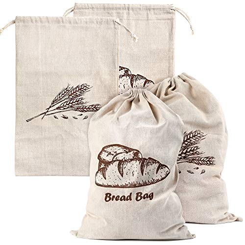 4 Pcs Linen Bread Bags for Homemade Bread Container (4 Count)