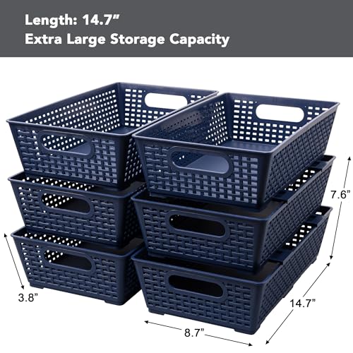 Stackable Woven Plastic Basket (6 Count)