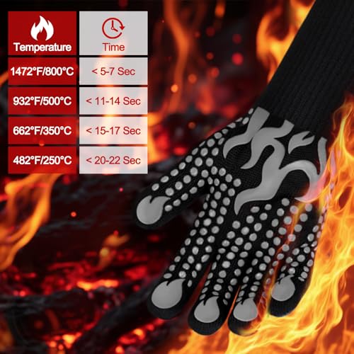 BBQ Gloves 1472F Heat Resistant Silicone Non (2 Count)