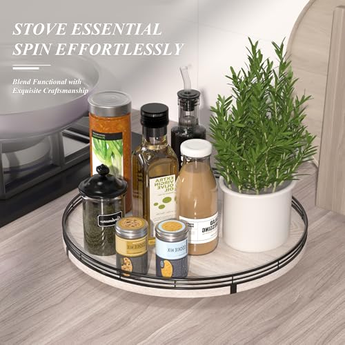 16 Inch Whitewashed Farmhouse Oak Lazy Susan Organizer