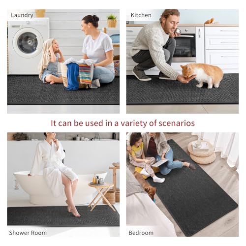 Kitchen Mat Kitchen Rugs Sets of 2 PCS Non Slip Black 17"x30"+17"x47" (5.48 Sq Ft)