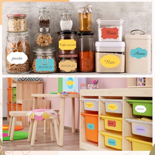 White Labels 250 PCS 3" x 2" Fancy Shape Stickers for Storage Box or Food Jars