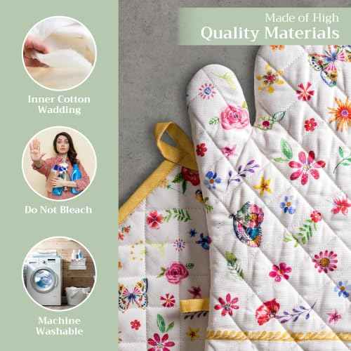 100% Cotton Oven Mitt & Pot Holder Set