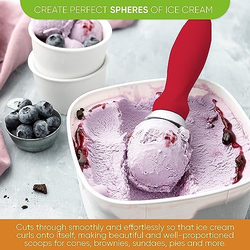 Heavy Duty Metal Ice Cream Scoop with Soft Grip Handle