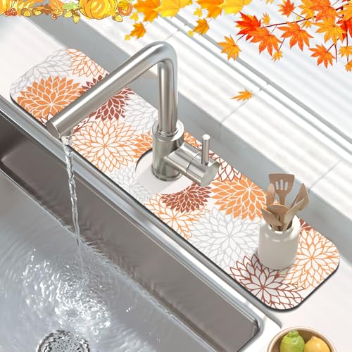 2PCS 17" x 32" Fall Dish Drying Mat & 24" x 5.5" Sink Splash Guard (2 Count)