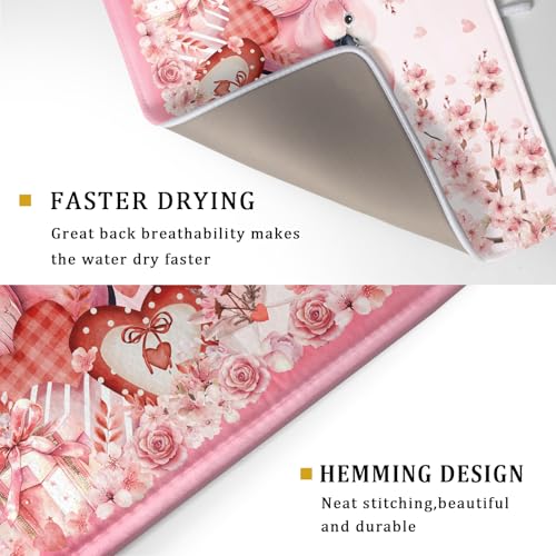 Red Bird Dish Drying Mat Large Absorbent Microfiber Dish Drying Pad for Lover Holiday Decor