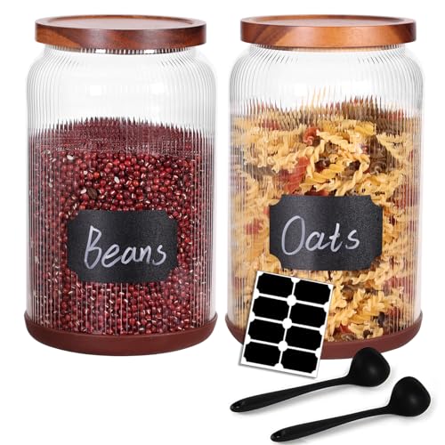 Striped Borosilicate Glass Airtight Canisters (2 Count)