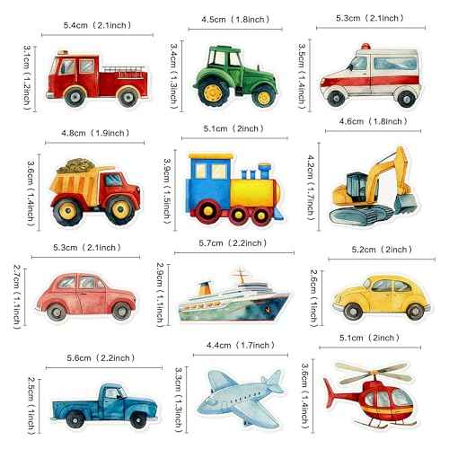 48Pcs Edible Transportation Cupcake Toppers Edible Cute Airplane Train Vehicle Boat Tractor Cupcake Picks for Transportation Theme Baby Shower Kids Birthday Party Decorations (48 Count)