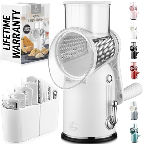 Rotary Cheese Grater Manual Hand Crank 5 Blade Shredder
