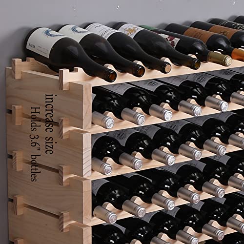 Freestanding Wine Rack Cabinet Floor Standing 120 Bottle Pine Stackable Storage Modular Wine Rack Display Stand (120 Count)