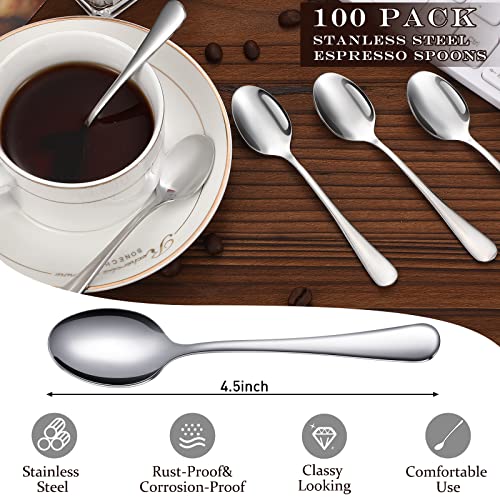 100 Pack Stainless Steel Demitasse Espresso Spoons (100 Count)
