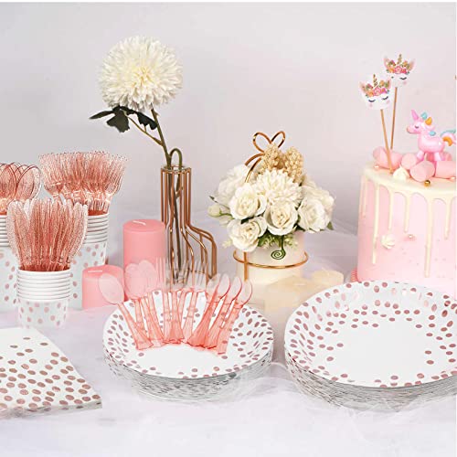 Rose Gold Paper Plates Set (50 Count)