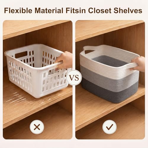 Cotton Rope Storage Baskets for Organizing Dark Gray 3