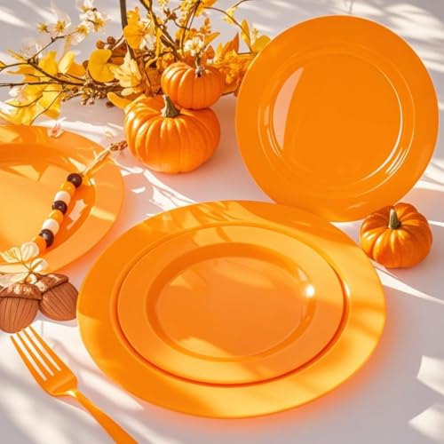 60PCS Orange Plates (60 Count)