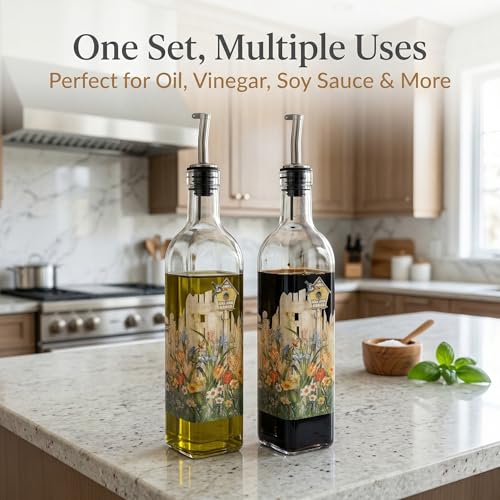 17oz Glass Olive Oil & Vinegar Dispenser Set (2 Count)