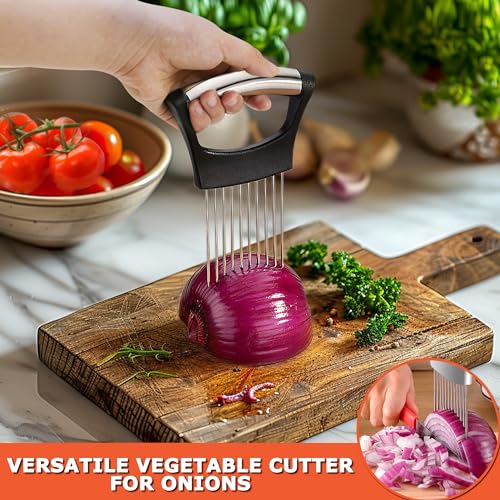 Bench Scraper Dough Chopper Onion Holder for Slicing Slicer Onion Cutter with Protective Cover and Anti