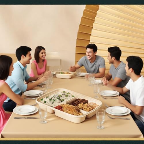 30 Pack of 3 Compartment Disposable Biodegradable containers (30 Count)