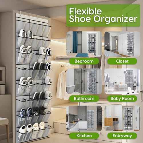 Over the Door Shoe Organizer with 40 Large Breathable Mesh Pockets