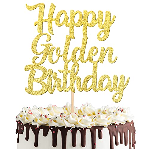 1 PCS Happy Golden Birthday Cake Topper