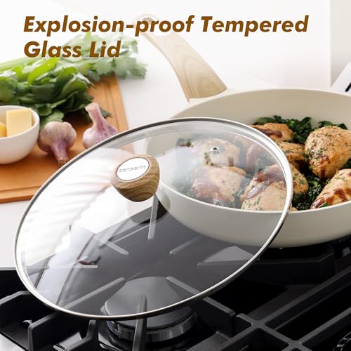 8inch Ceramic Nonstick Frying Pan Paella Pan with Lid