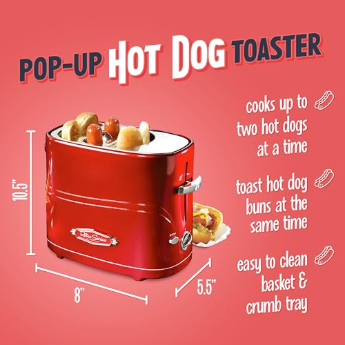 2 Slot Hot Dog and Bun Toaster with Mini Tongs